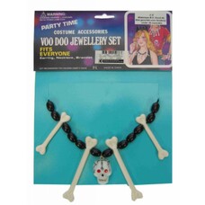 Karneval- & Fest Zubehör: Halskette mit Knochlein und Schädel