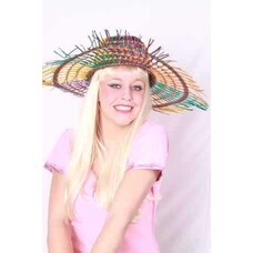 Karneval- & Festzubehör: Strohhut Ausfransen farbig