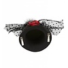 Karnevals-zubehör: schwarzer Hut mini mit Rose