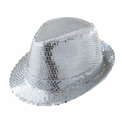 Faschings-accessoires: Glitzerhut silber