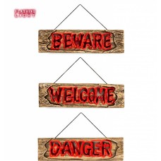 Faschings-accessoiren Warnungsschilder mit text