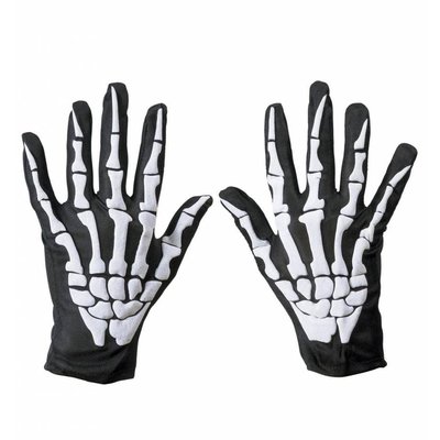 Karnevalszubehör: Handschuhe mit Skelettmotiv
