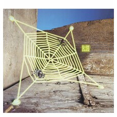 Halloween Accessoires: spinnennetz mit 2 spinnen leuchtend im Dunkle
