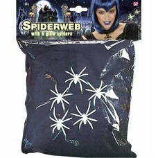 Halloween Accessoires: spinnennetz schwarz 100 Gramm mit 5 spinnen