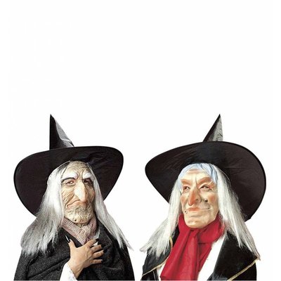 Hexe-maske mit Hut und Haar