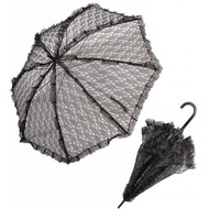 Karnevalszubehör: Regen/Sonnenschirm aus schwarzer Spitze