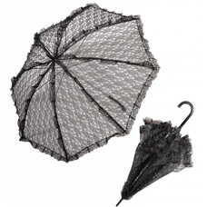 Karnevalszubehör: Regen/Sonnenschirm aus schwarzer Spitze