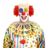Faschings-accessoiren Clownsglatze mit Locken und rote Nase