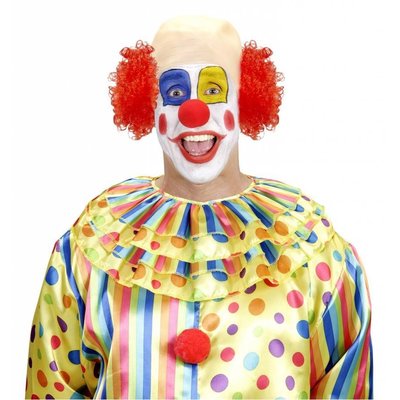 Faschings-accessoires: Clownsglatze mit Haare und rote Nase