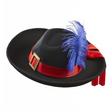 Faschings-accessoiren Na wie echter Musketiershut mit Feder
