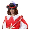 Faschings-accessoires: Musketiershut mit Band und Feder