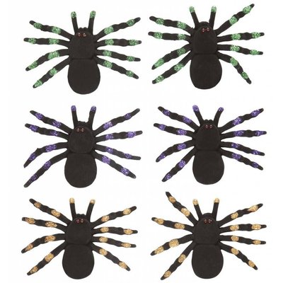 Zubehör für Halloween Set aus 2 spinnen mit glanz Muster 12cm