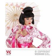 Faschingsperücke: Geisha mit Blume und Stäbchen