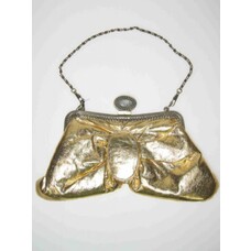 Galatasche: Tasche aus Lameestoff, mit gold/metall Kette (lang)