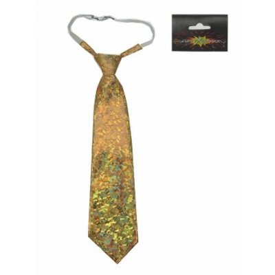 Karneval- & Fest Zubehör: Krawatte Gold Hologramm