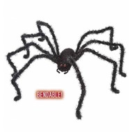 Halloween Accessoires: biegbare schwarze Spinne 124cm