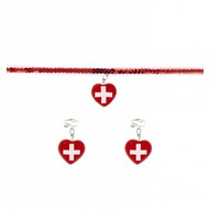 Faschings-accessoiren Pflegerinnen Ohrringen und Halskette