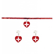 Faschings-accessoiren Pflegerinnen Ohrringen und Halskette