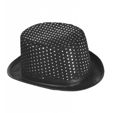Faschings-accessoiren schwarze Pailletenhut für egal welche Party