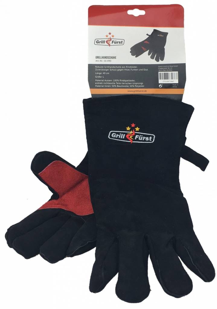 Grillfürst Grillhandschuhe / 1 Paar in Leder - Größe L
