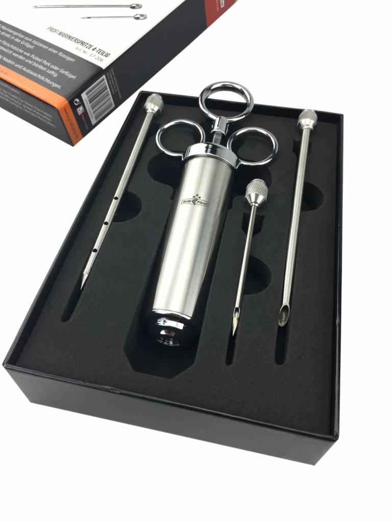 Grillfürst Profi Marinierspritze aus Edelstahl und Chrome