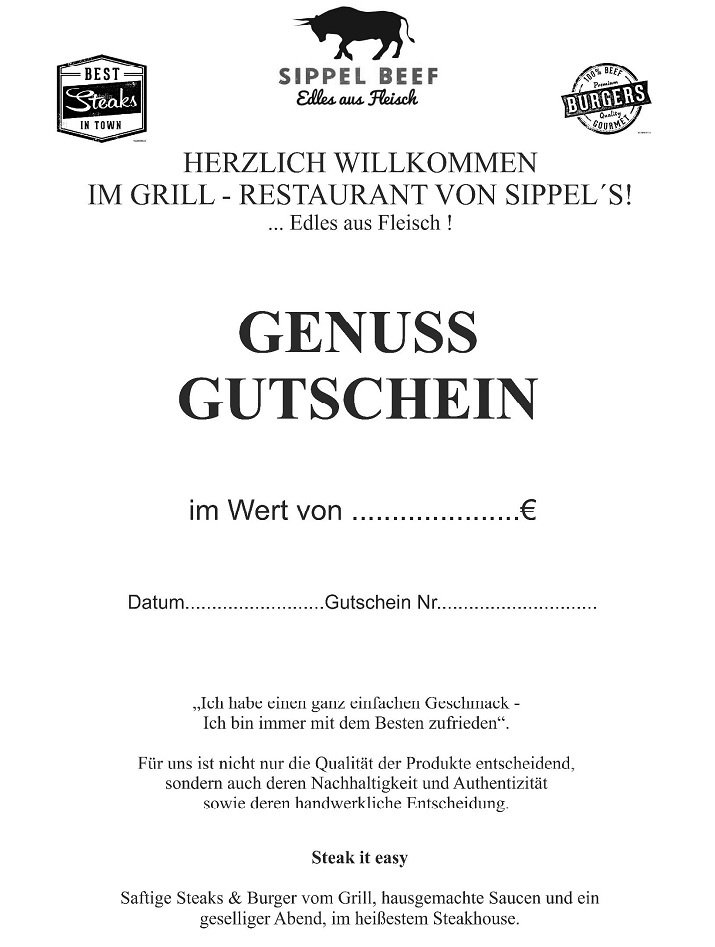 GUTSCHEIN 50 € BUTCHER STEAKHOUSE