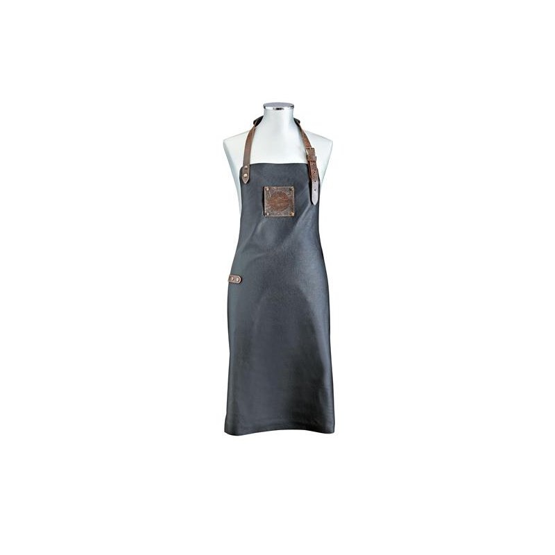 Premium Grillschürze Leder in schwarz F.Dick