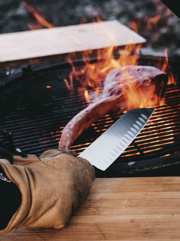 F.Dick Santoku mit Kullenschliff VIVUM mit Birkenholzgriff