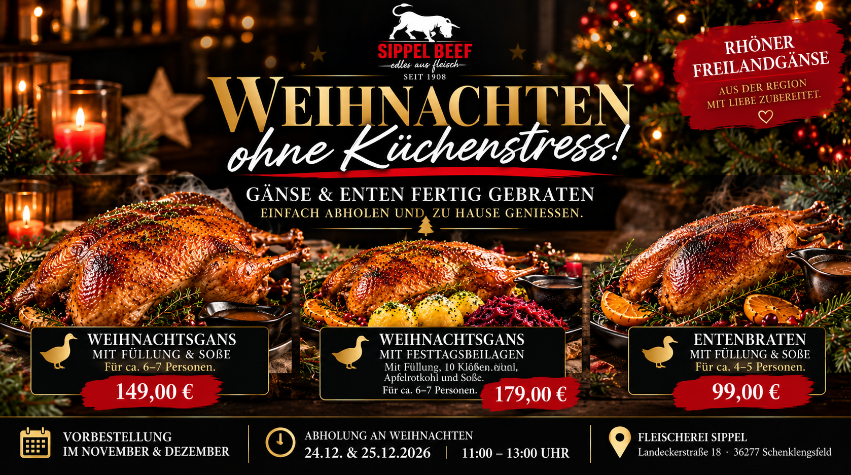 Weihnachtsgans & Ente fertig gebraten
