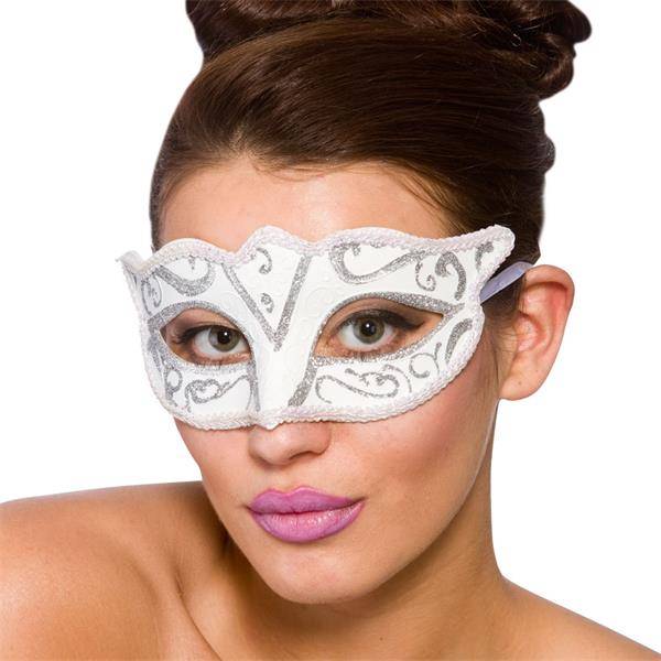 Mooi oogmasker Verona in de kleur wit met zilver