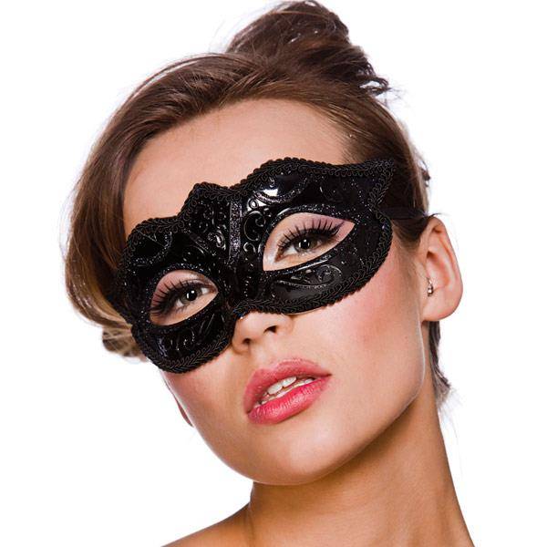 Mooi Venetiaans oogmasker Verona in zwart met zwarte glitters