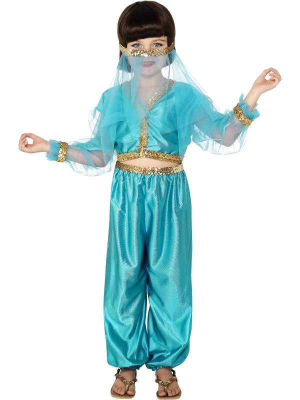 SMIFFYS - Blauw Arabisch prinses kostuum voor meisjes - 116/128 (4-6 jaar)