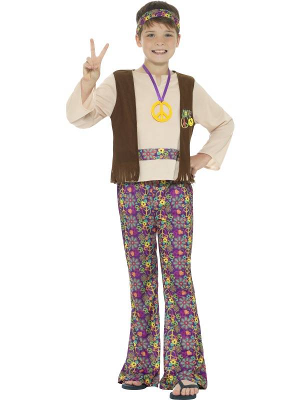 Hippie Kostuum | Peace Paix Frieden Vrede Hippie | Jongen | Small | Carnaval kostuum | Verkleedkleding