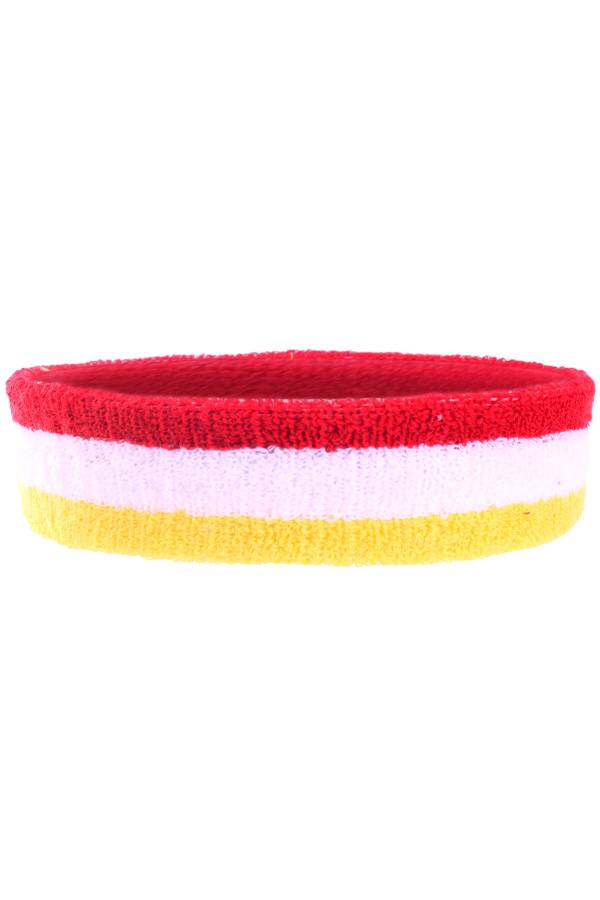 Mooie zweetband in de kleuren rood wit en geel