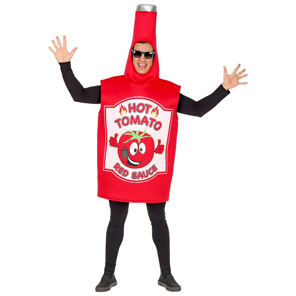 Tomaten ketchup fles kostuum voor volwassenen-M/L