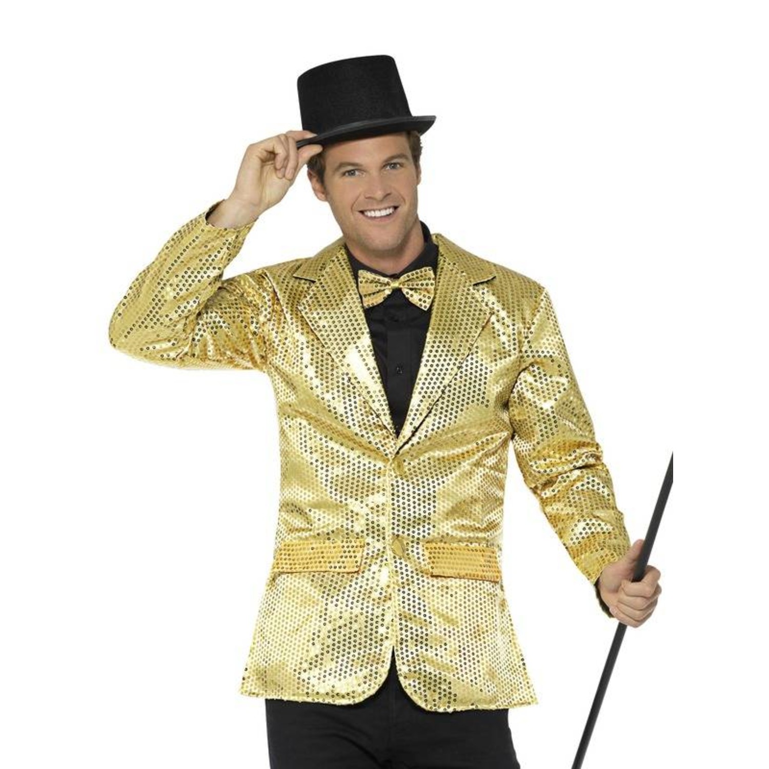 Stam hebben zich vergist Kruis aan Gouden party jas met glitters - e-Carnavalskleding