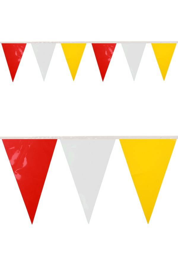 Leuk PVC vlaggenlijn rood/wit/geel 10 meter
