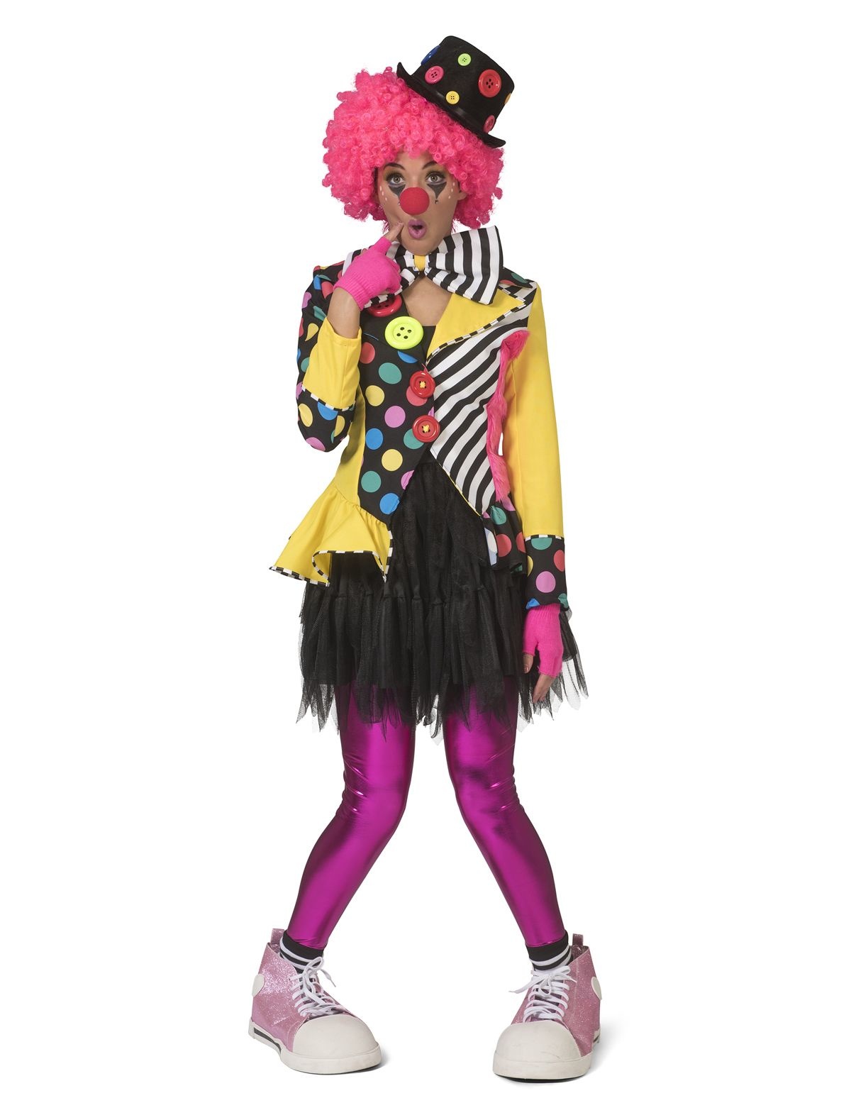 Fleurig clown kostuum Belinda dames - e-Carnavalskleding