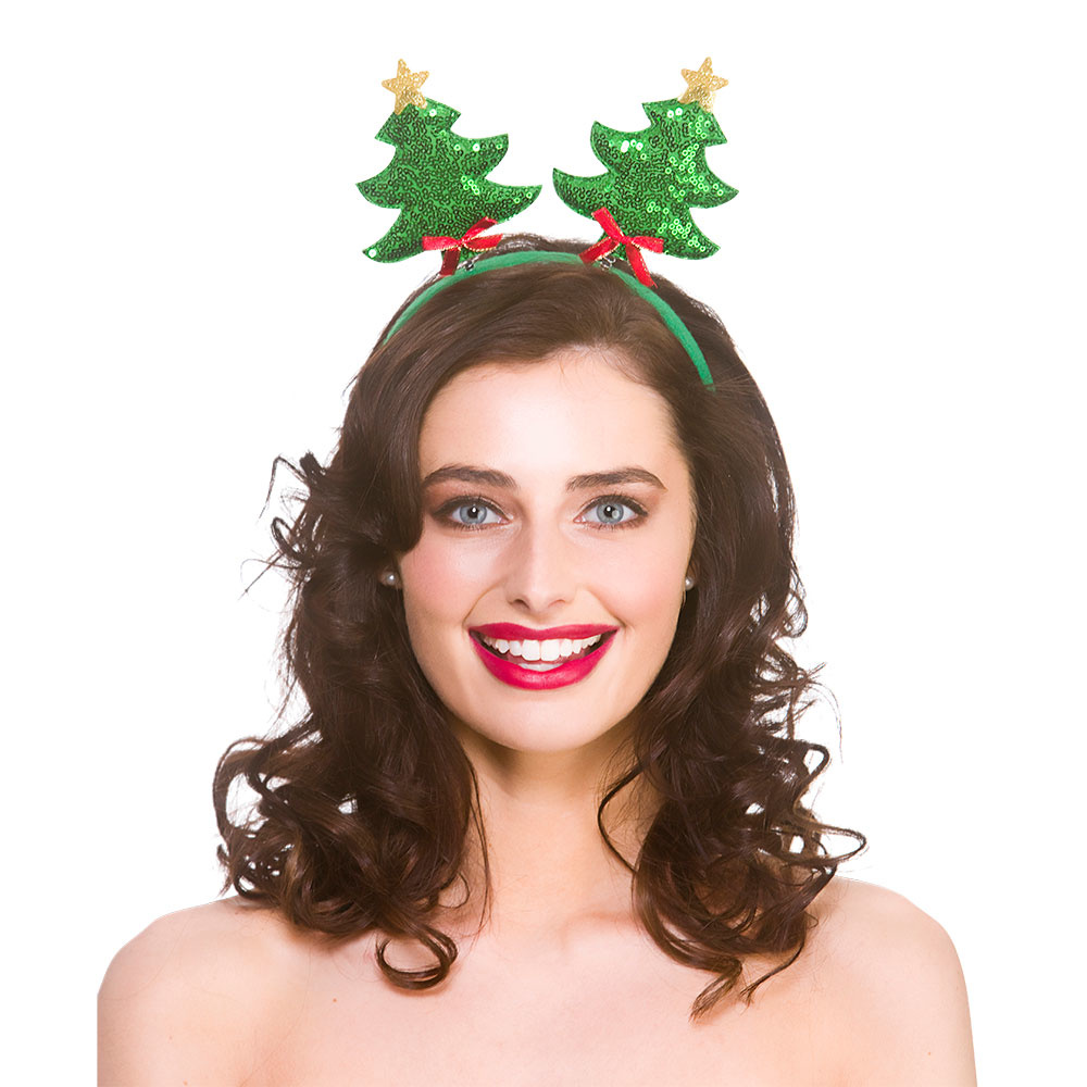 Diadeem met kerstboom boppers