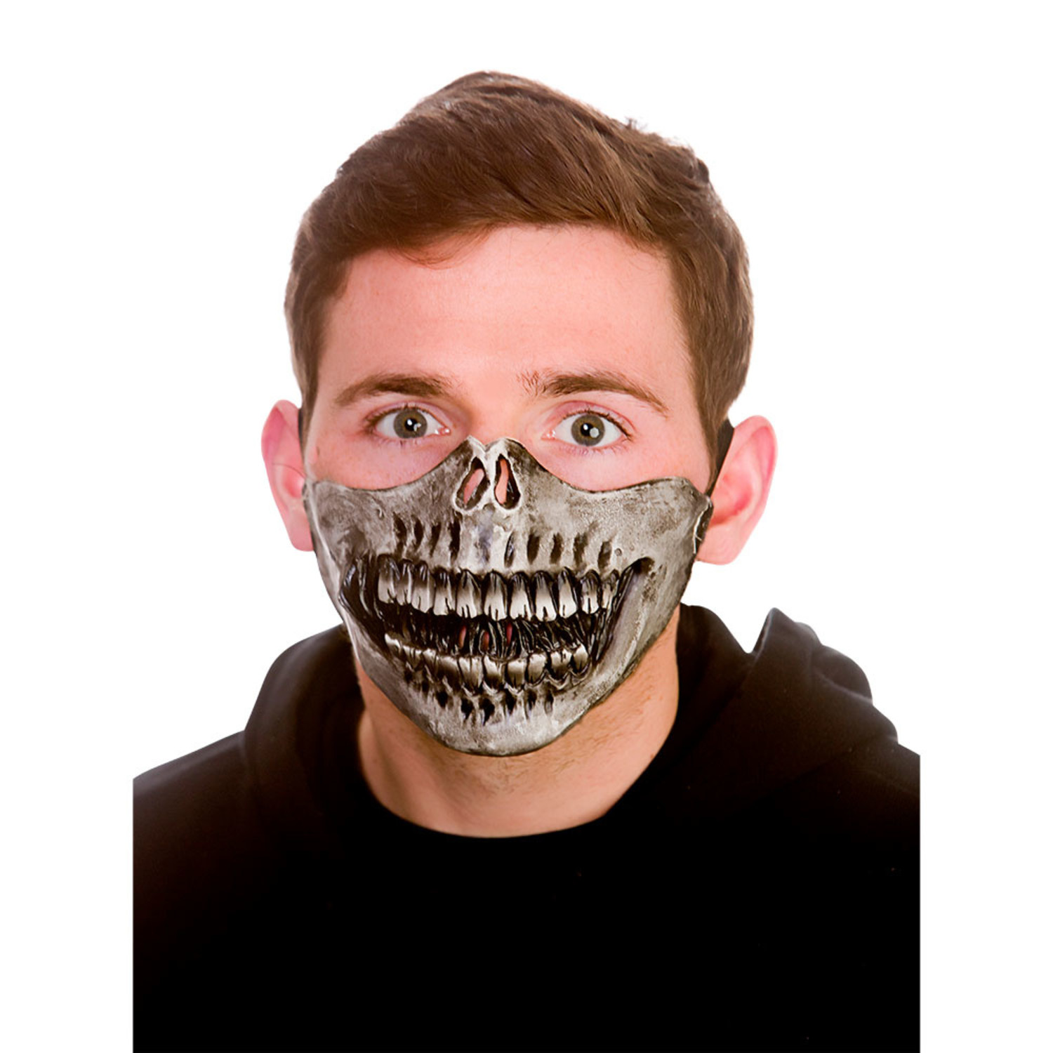 Zeeman Zware vrachtwagen Archeologisch Ruig half gezicht masker skeleton latex - e-Carnavalskleding