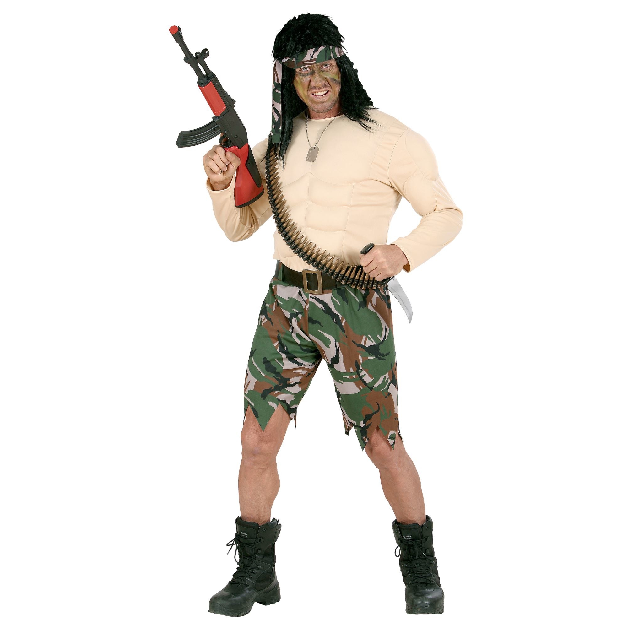 Leger & Oorlog Kostuum | Spierballenshirt Soldaat Rambo Kostuum Man | Large | Carnaval kostuum | Verkleedkleding