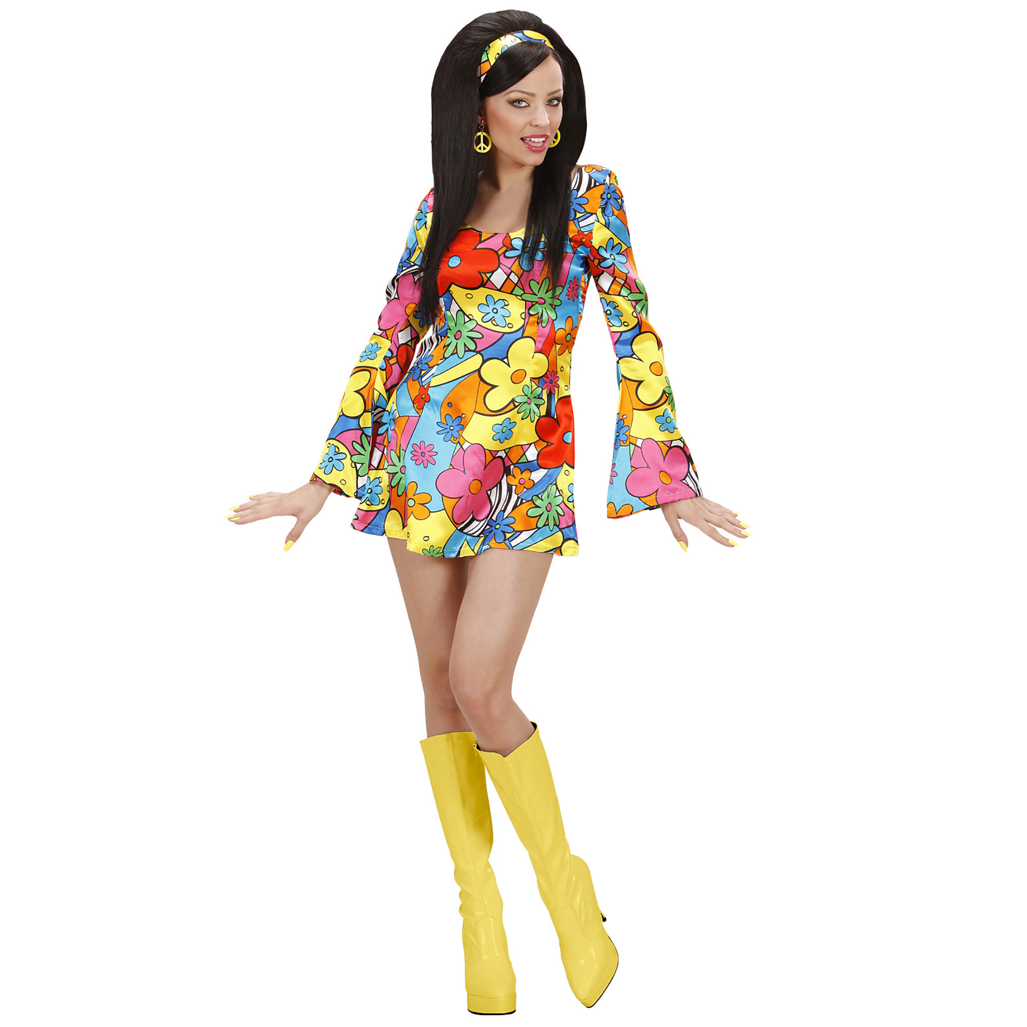 Hippie-jurkje met bloemmotief e-Carnavalskleding