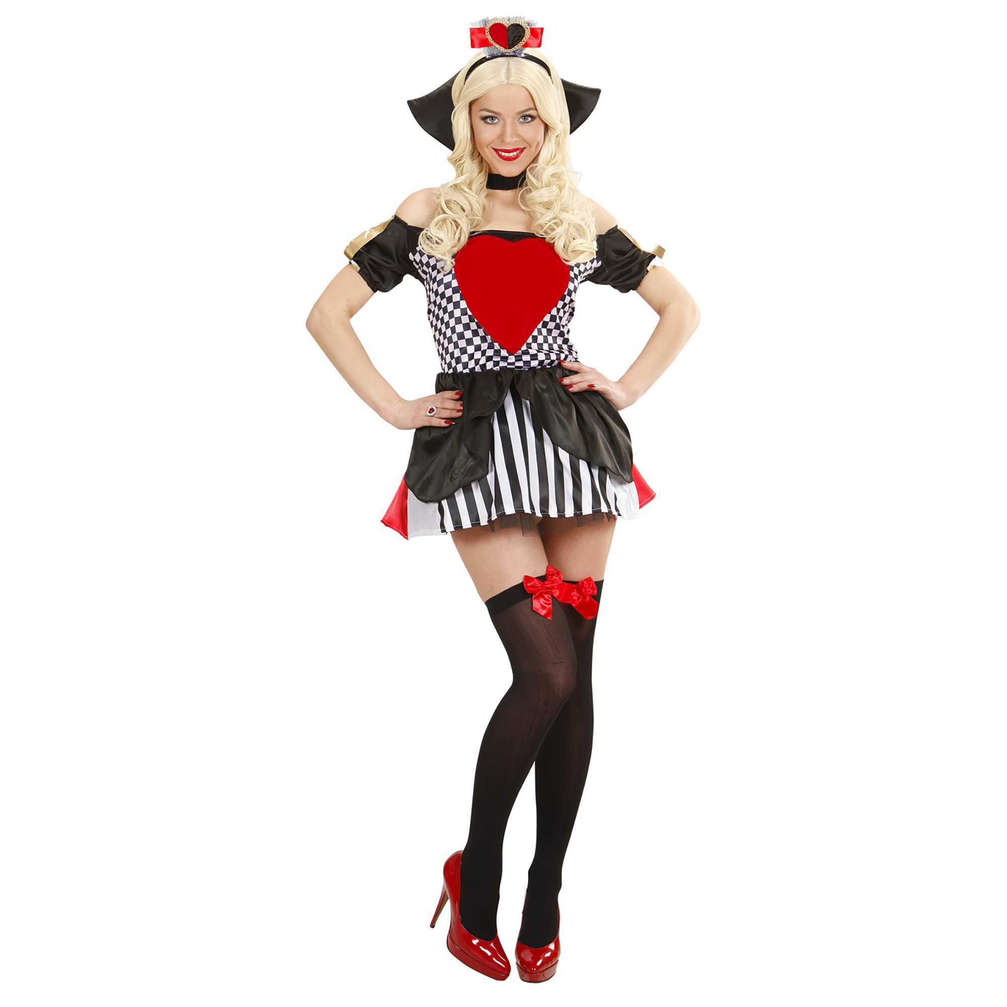Widmann - Casino Kostuum - Harten Koningin - Vrouw - rood,zwart - Medium - Carnavalskleding - Verkleedkleding
