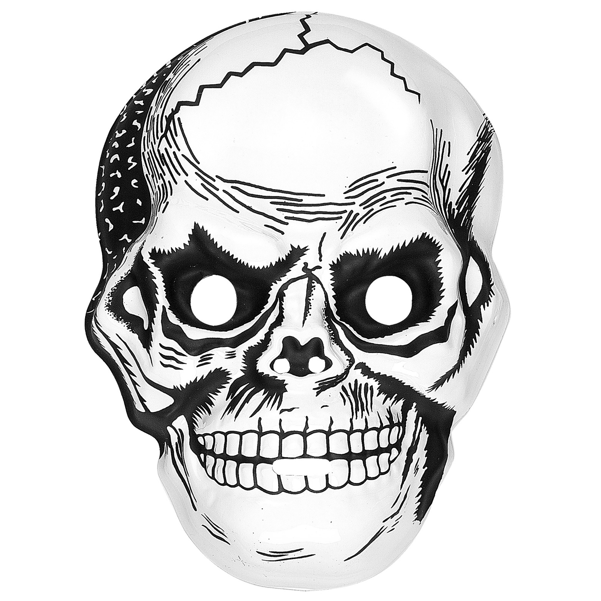 Widmann - Spook & Skelet Kostuum - Plastic Schedel Masker - wit / beige - Halloween - Verkleedkleding