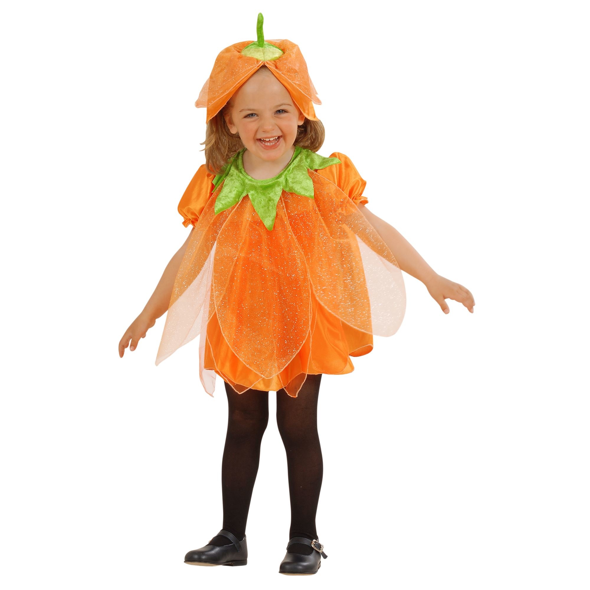 Widmann - Pompoen Kostuum - Pompoen Met Steel Halloween - Meisje - Oranje - Maat 104 - Halloween - Verkleedkleding