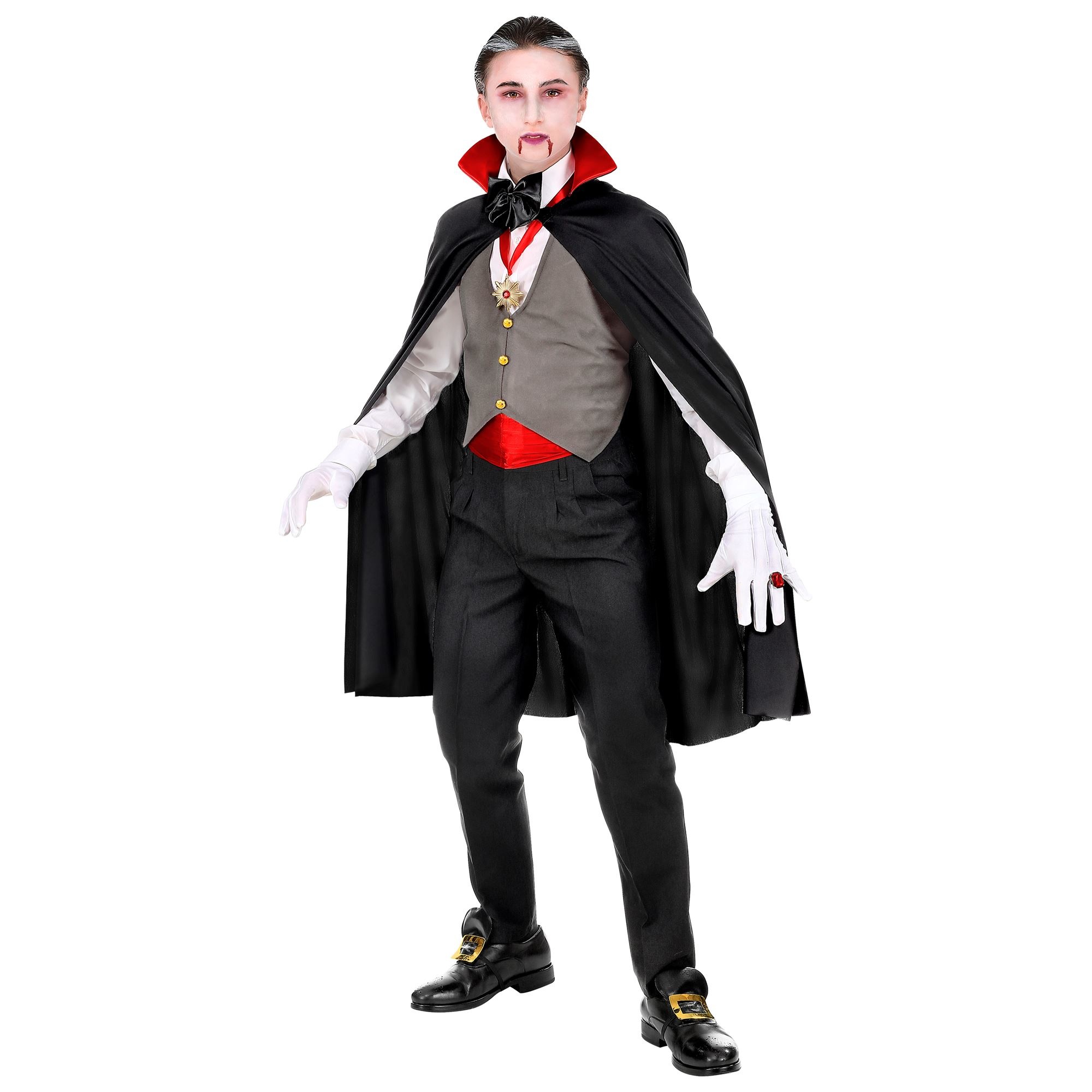 Widmann - Vampier & Dracula Kostuum - Gave Graaf Dracula Vampier - Jongen - zwart,grijs - Maat 116 - Halloween - Verkleedkleding
