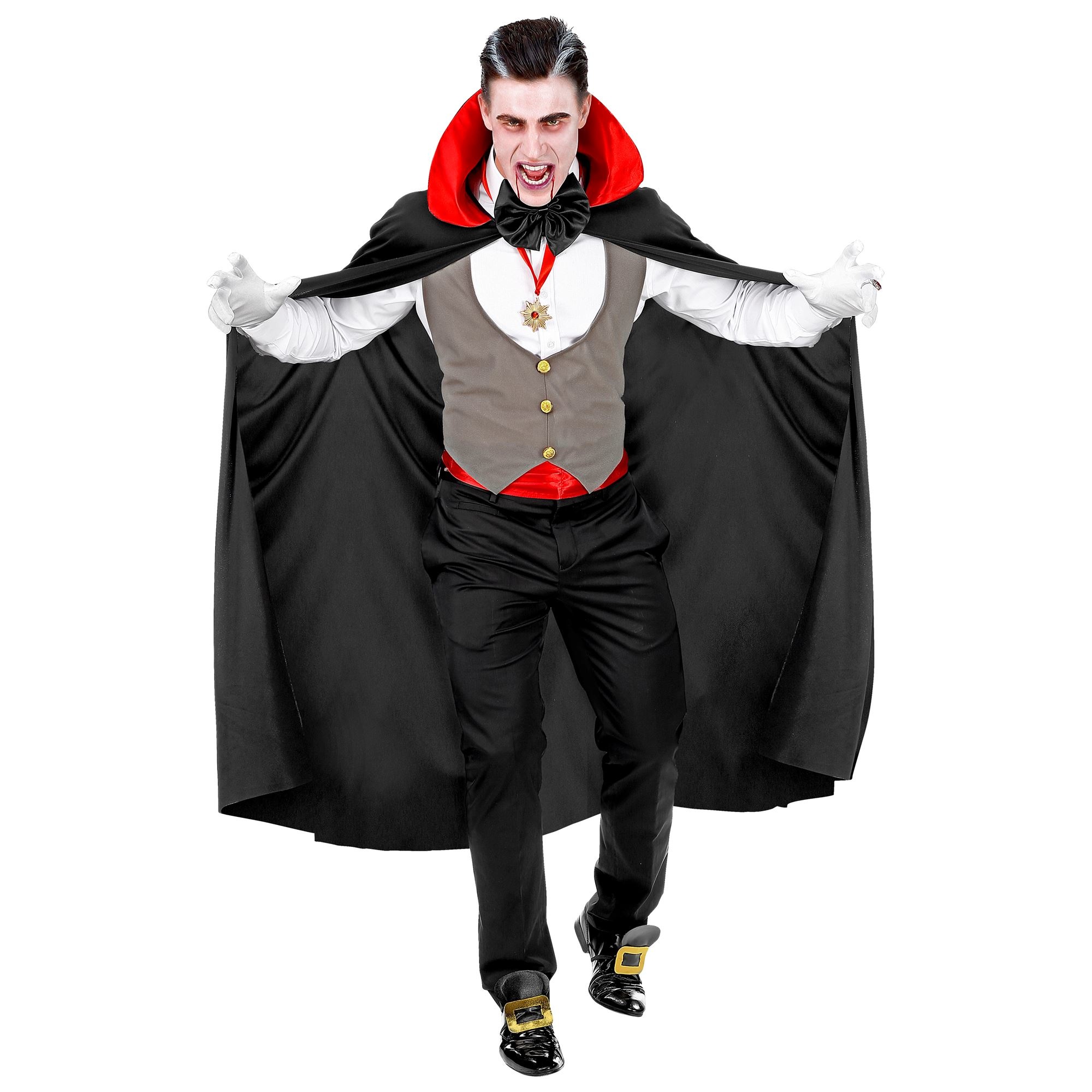Widmann - Vampier & Dracula Kostuum - Gave Graaf Dracula Vampier - Man - zwart,grijs - Medium / Large - Halloween - Verkleedkleding