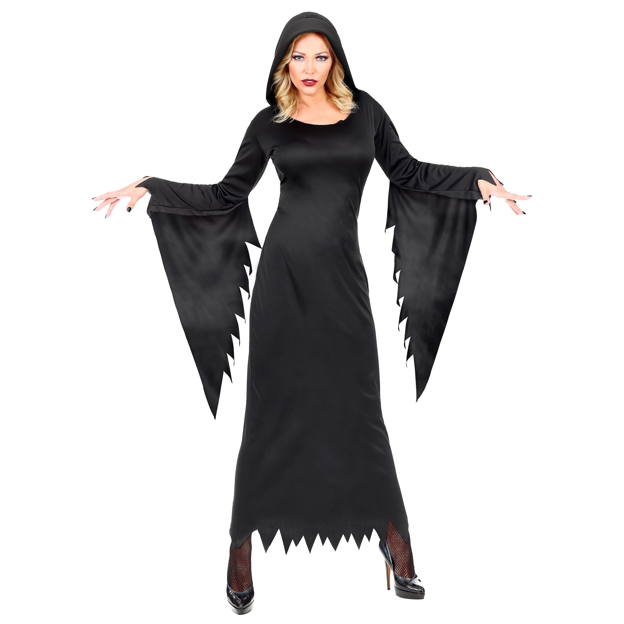 Widmann - Heks & Spider Lady & Voodoo & Duistere Religie Kostuum - Gotische Voodoo Koningin Duistere Zaken - Vrouw - zwart - Medium - Halloween - Verkleedkleding