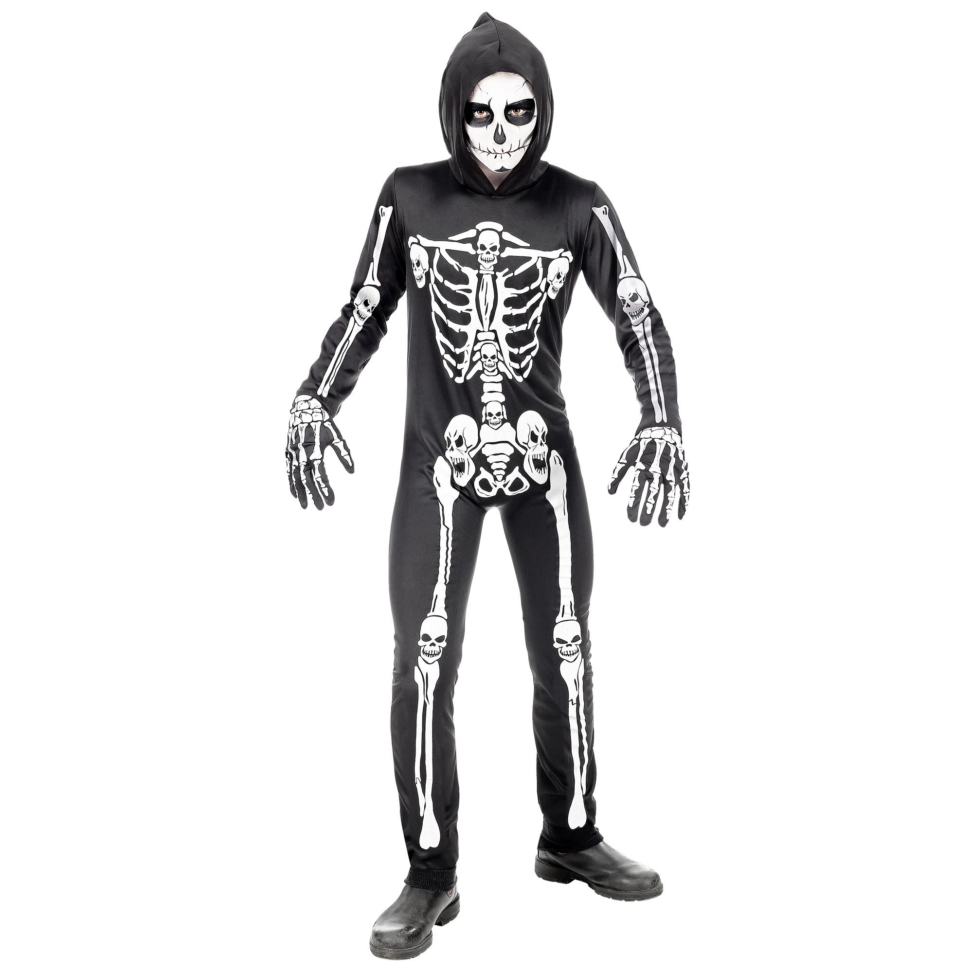 Widmann - Spook & Skelet Kostuum - Botten En Beenderen Skelet Halloween Kind Kostuum - - Maat 158 - Halloween - Verkleedkleding