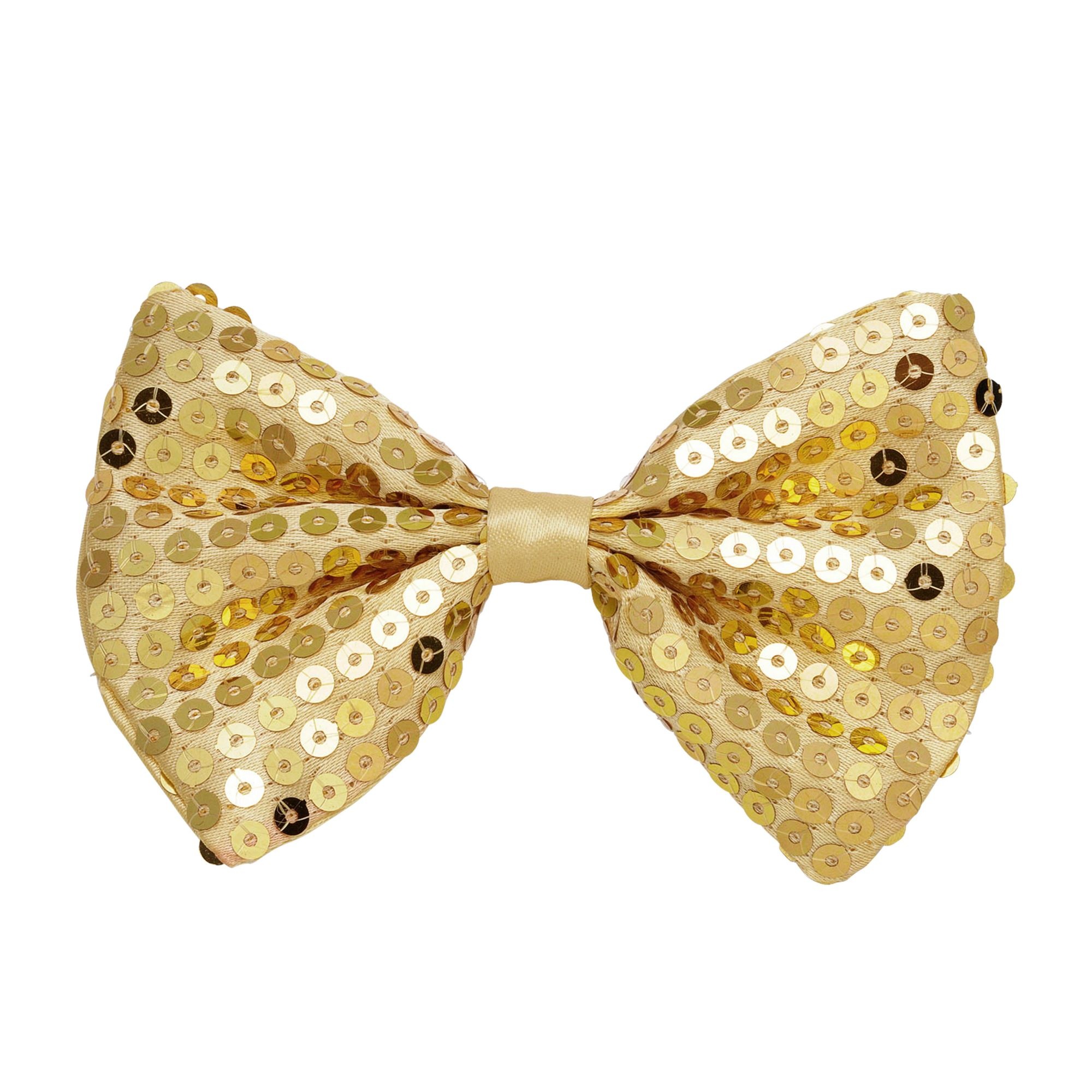 Carnavalsaccessoires: vlinderstrik met pailletten goud